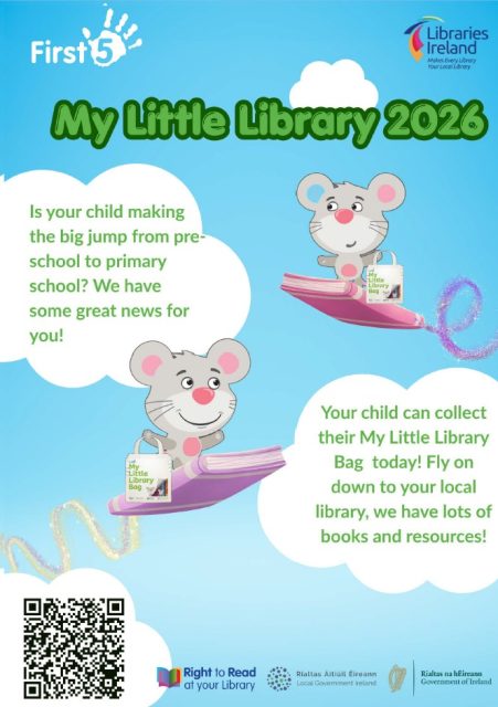 My Little Library - free bag of books for children starting primary school in September.
Have you a child starting primary school this year? The Little Library Bags are back! There's a bag of free books for every child starting big school this year. Call in to your local library to collect yours.