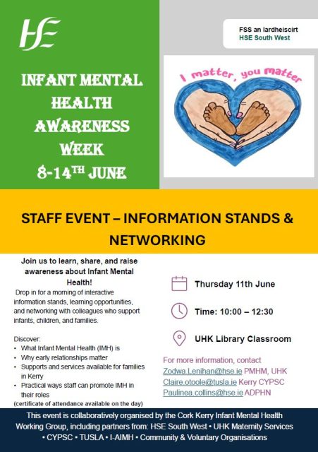 Infant Mental Health Awareness Week 8th - 14th June 2025
Information event for staff