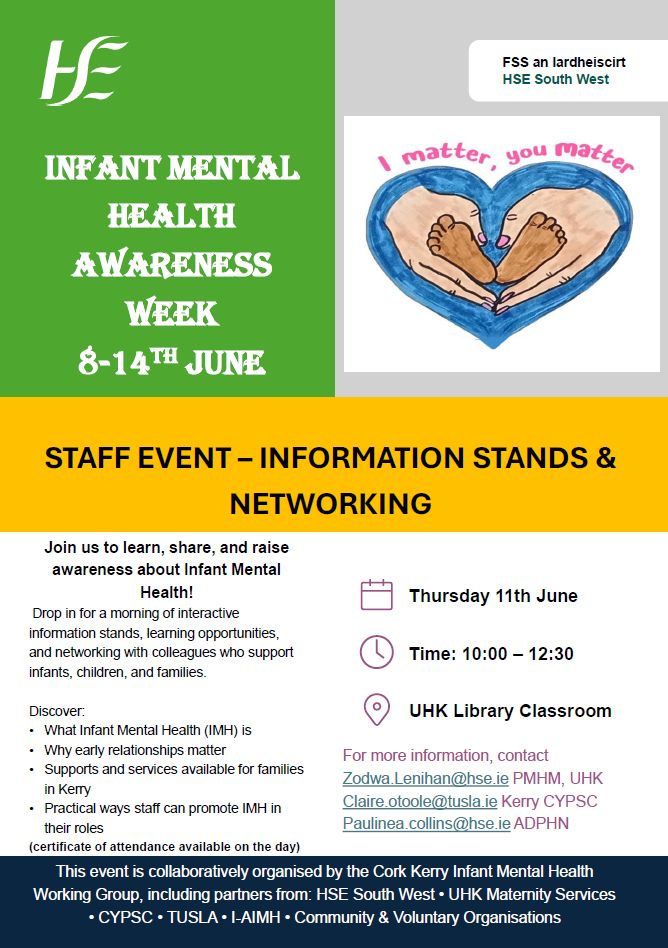 Infant Mental Health Awareness Week 8th - 14th June 2025
Information event for staff