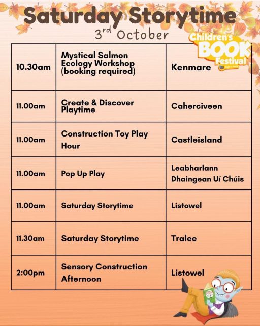 Kerry Library storytime and play on the first Saturday of Children's Book Festival 2026.